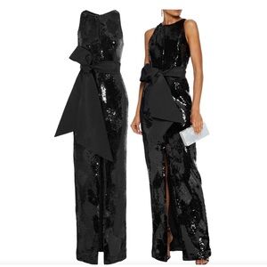 BRANDON MAXWELL Geometric Sequin Sleeveless Evening Holiday Party Black Dress 6